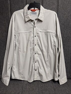 Simms Men's Lightweight Check Shirt - White & Gray Grid